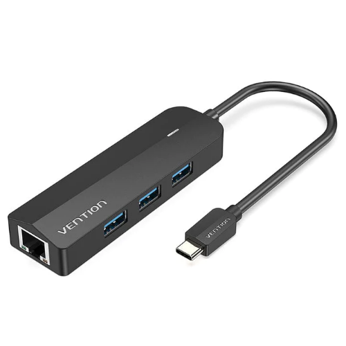 Vention USB-C to USB 3.0*3/RJ45/Micro-B HUB 0.15M Black ABS Type TGPBB