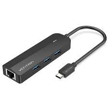 Vention 3-Port USB 3.0 Hub with Sound Card and Power Supply 0.15M Black CHIBB