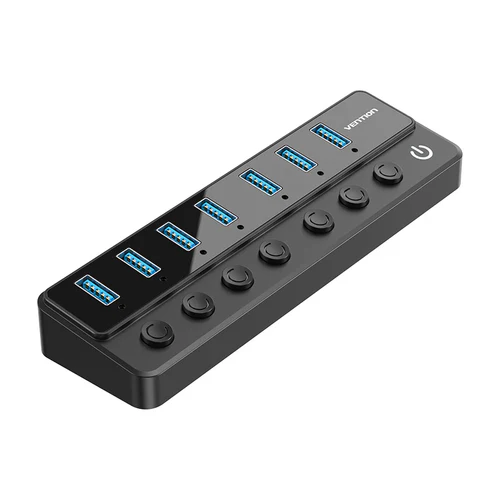 Vention USB B to USB 3.0 X7 HUB with individual Power switches And DC.5.5m power adapter CHXBO-UK
