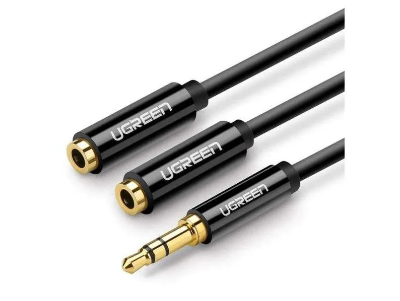 UGREEN 3.5mm Male to 2 Female Audio Cable 20cm (Black)-AV134-UG- 20816