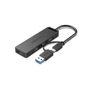 Vention 4-Port USB 3.0 Hub with USB-C & USB 3.0 2-in-1 Interface and Power Supply 0.15M ABS Type CHTBB