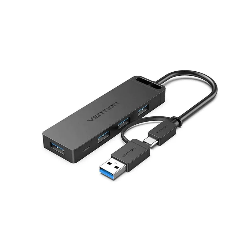 Vention 4-Port USB 3.0 Hub with USB-C & USB 3.0 2-in-1 Interface and Power Supply 0.15M ABS Type CHTBB