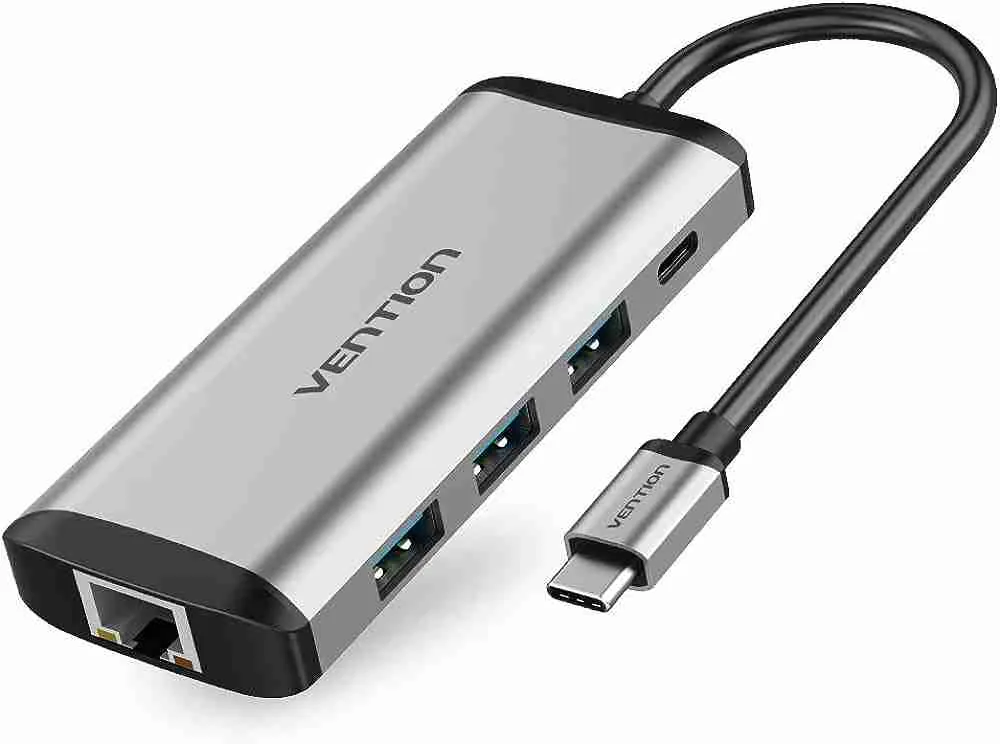 Vention USB C Multi-function 6 in 1 Docking Station, Type C TO HDMI/USB 3.0 (3 port) RJ45/PD (87W) Converter 0.5m Gray CNCHB