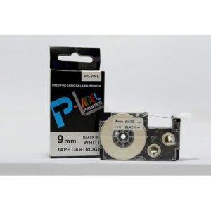Casio PT-9WE 9mm x 8m Black on White Label Tape