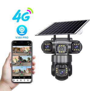 V380 4G Triple lens solar ptz camera
