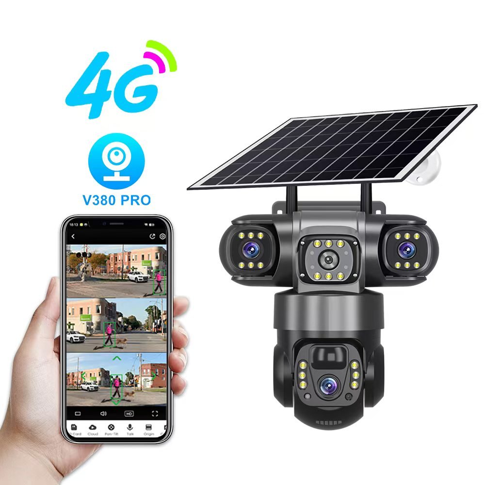 V380 4G Triple lens solar ptz camera