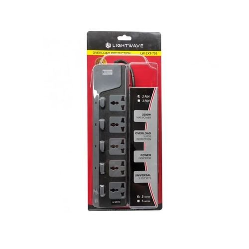 Lightwave 5-Way 3M Surge Protected Extension