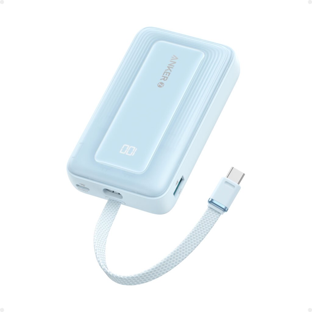 Anker Power Bank 10K 30W Built-in USB-C Cable Blue