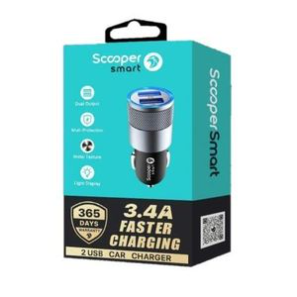 Scooper SCC-08 Car Charger 3.4A Fast Charging for 4