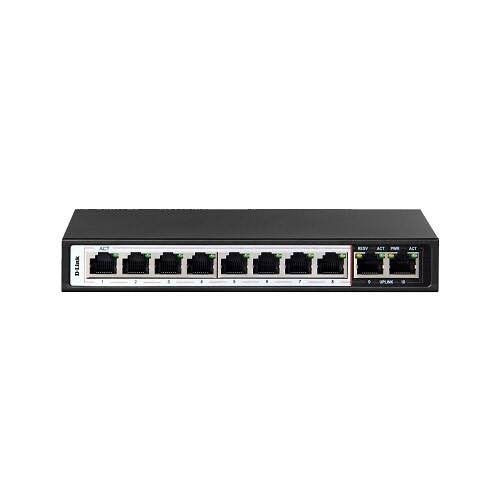 Dlink DGS-F1010P-E 250M 10-Port 1000Mbps Switch with 8 PoE Ports and 2 Uplink Ports