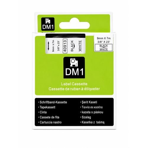 Dymo 45013 9mm x7m Black on white tape