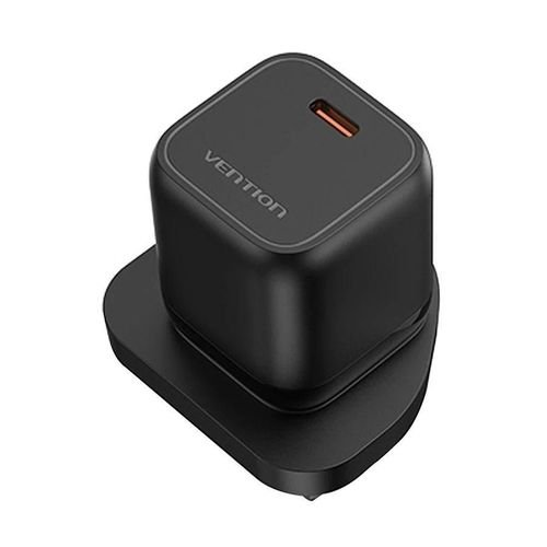 Vention 1-port USB-C GaN Charger(30W) UK-Plug Black- FAKB0-UK