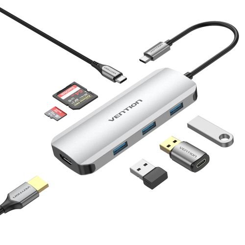 Vention USB C Multi-function 7 in 1 Docking Station - TOJHB