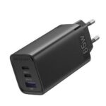 3-port USB(C+C+A) GaN Charger(65W/30W/30W) UK-Plug Black- FEDB0-UK