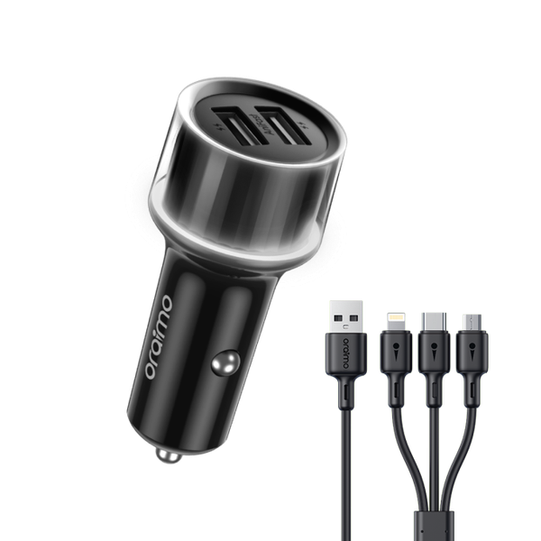 oraimo Highway 15 15.5W Car Charger with 3-in-1 Cable