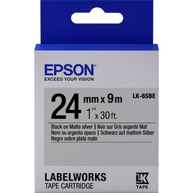 Epson LK-6SBE Matte Label Cartridge Black/Matt Silver 24mm (9m)
