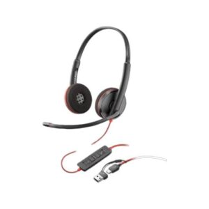 Poly Blackwire 3220 Stereo USB-C Headset with USB-C/A Adapter