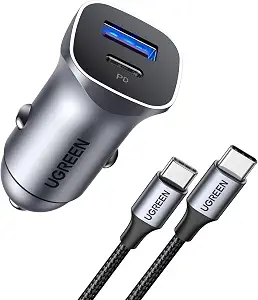UGREEN 30W CAR CHARGER , 1XC-PORT, 1XUSB-A PORT