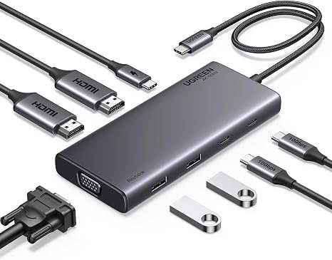 UGREEN TYPE-C TO 2USB-A+2USB-C+2HDMI+DP+USB-C (8 IN 1)