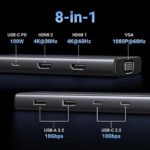 UGREEN TYPE-C TO 2USB-A+2USB-C+2HDMI+DP+USB-C (8 IN 1)