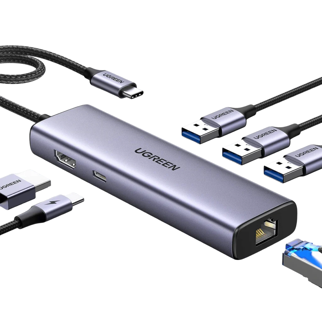 UGREEN TYPE-C TO 3USB+USBC+HDMI+RJ45 GIGA (6 IN 1)